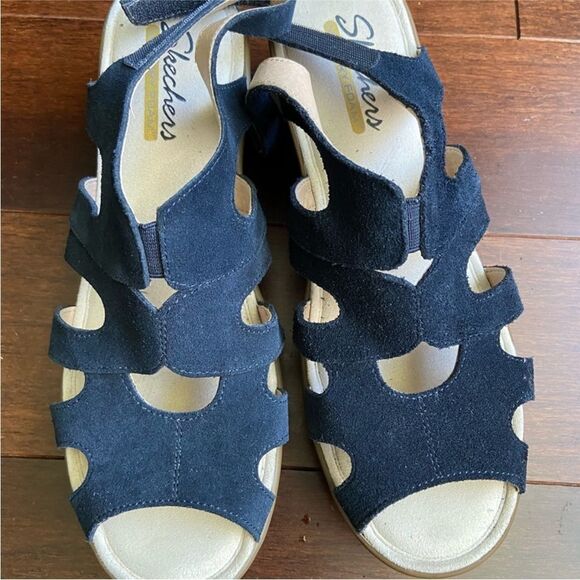 COPY - Skechers Womens Suede Parallel Peep Toe Slingback Wedge Stylin Light Blu… - Picture 4 of 4